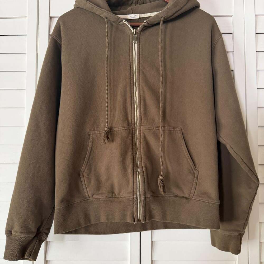 Brandy Melville Women's Brown and Khaki Hoodie